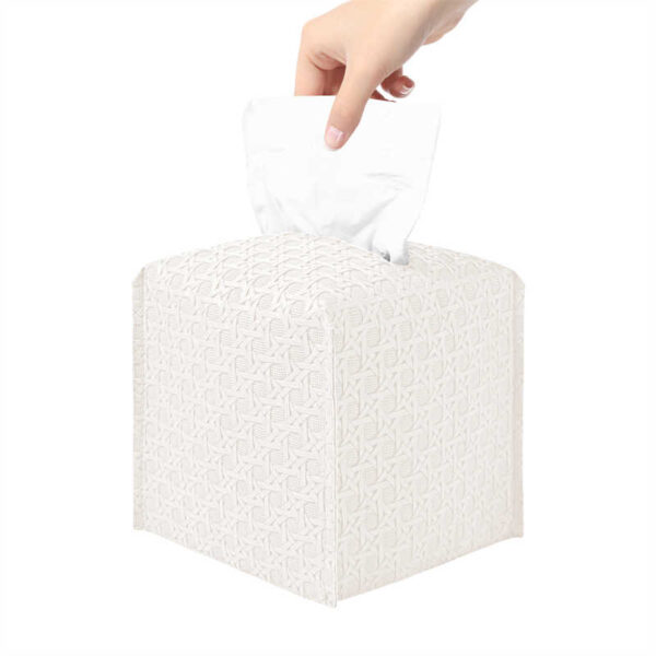 white tissue box cover