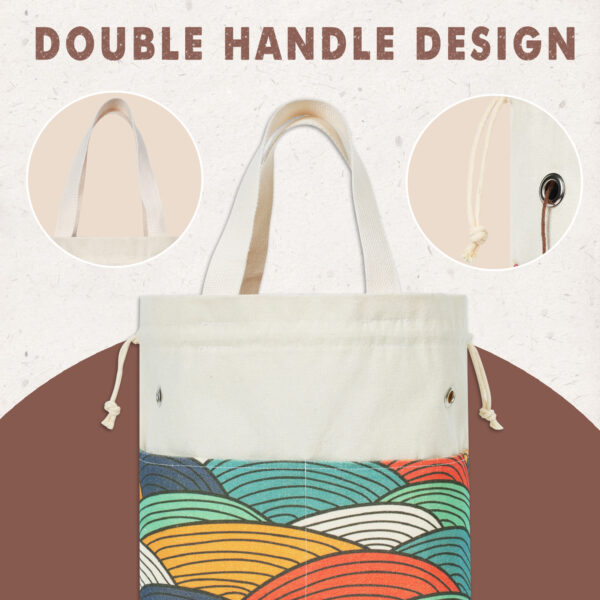 Yarn Storage Bag | Drawstring Crochet Tote Bag | Colorful Arc Pattern - TOGETRUE - 图片 3