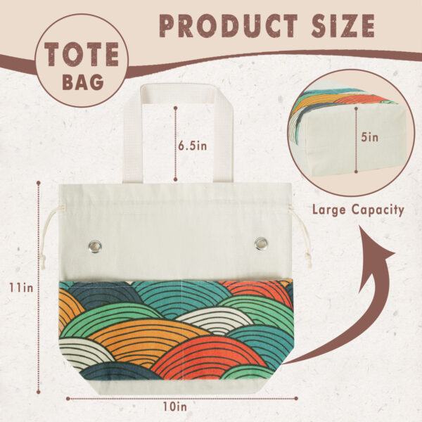 Yarn Storage Bag | Drawstring Crochet Tote Bag | Colorful Arc Pattern - TOGETRUE - 图片 2