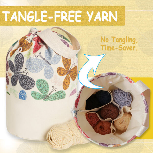 Yarn Storage, Crochet Bag Organizer, Large Knitting Bag, Butterfly Pattern - 图片 4