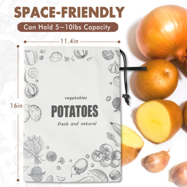Pretty Potato and Onion Storage Bag, Reusable Fabric Potato Bag - 图片 5